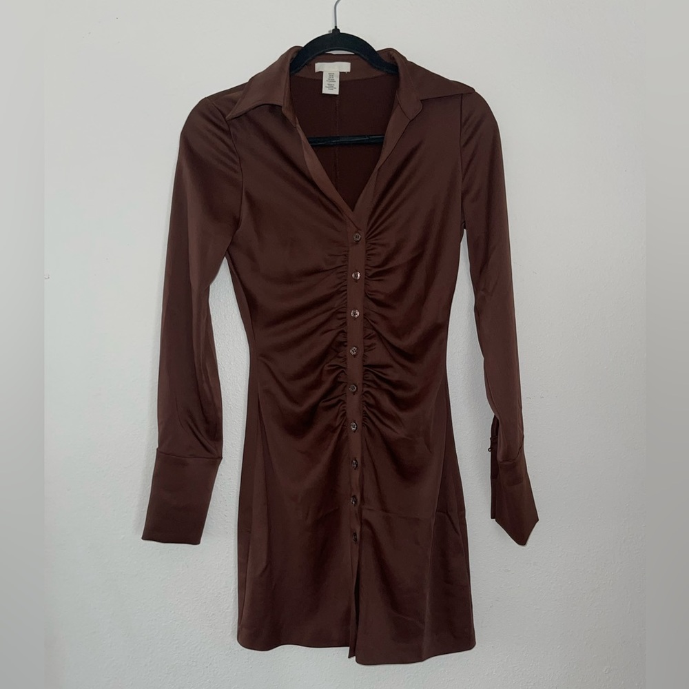 H&M satin button down dress
